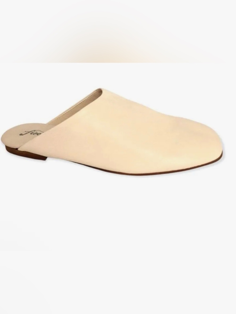 Free People Cream Leather Slip-On Mules